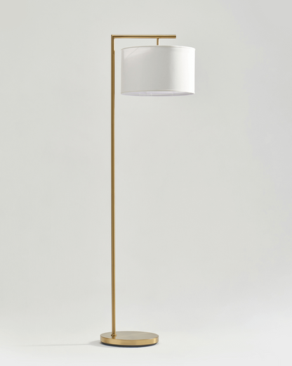 Fabric Shade Standing Lamp 60-Inch Metal Frame LED Illumination Foot Switch Control Contemporary Black Antique Brass Satin Nickel Tall Uplig
