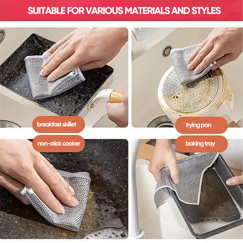 Nylon Mesh Dishcloth Set Safe for Nonstick Cookware Kitchen Cleaning Cloth Reusable Scouring Pad for Pots Pans Dishes Countertops