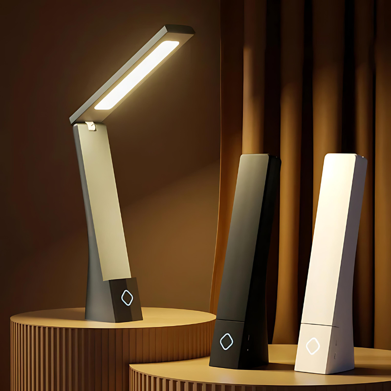 Lampe de bureau LED réglable avec variateur tactile et bras pliable pour lecture, étude, bureau, chambre, moderne, portable, en aluminium, 6 W