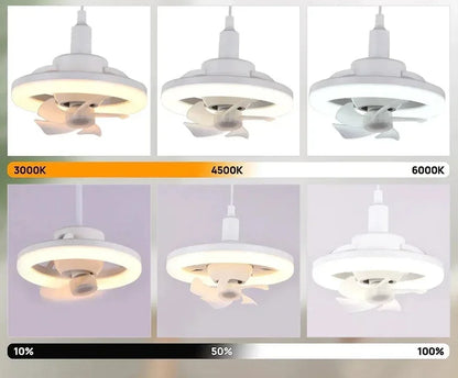 E27 Ceiling Fan Light with Remote, Adjustable Airflow & LED Dimming, 360° Rotation for Living Room, Bedroom