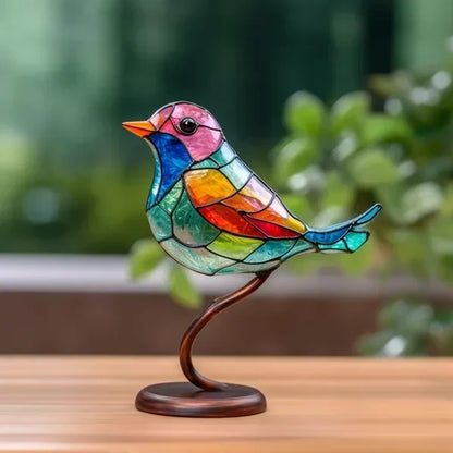 Hand-Painted Metal Bird Figurines for Shelf & Mantel | Colorful Tabletop Decor Set | Modern Perched Birds for Living Room, Bedroom, Office