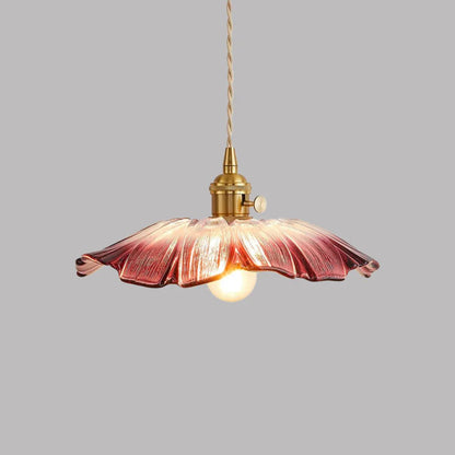 Fluted Glass Hanging Light 11-Inch Shade Burgundy Adjustable Drop Cord E27 Socket for Kitchen Island Dining Area Hallway Above Table Counter