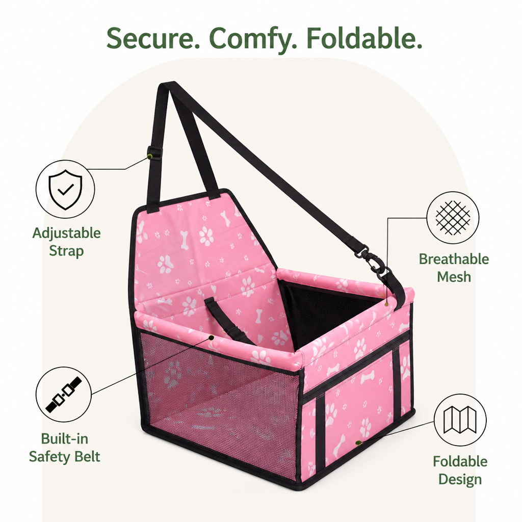 Ortekor Adjustable Safety Strap Dog Car Seat (Foldable)