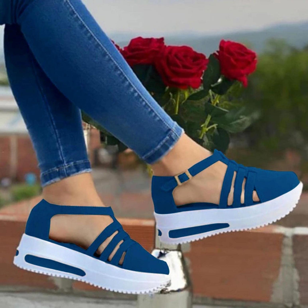 Women's Platform Sandals with Memory Foam Arch Support for All-Day Comfort