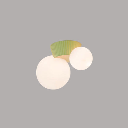Plafonnier double globe avec base verte – Luminaire moderne à deux ampoules pour salon et chambre