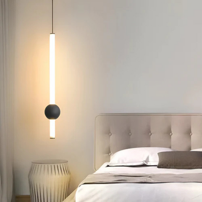 Slim Linear LED Ceiling Light 24 in Black White Modern Hanging Fixture Over Dining Table Kitchen Island Bar Counter