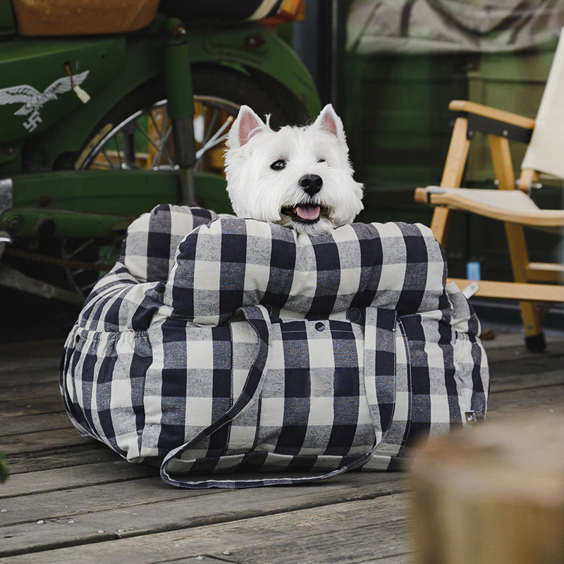 Dog Car Seat Booster Bed for Large Pets – Portable Travel Carrier with Shoulder Strap, Washable Cotton Cushion for SUV Truck Sedan – Safe