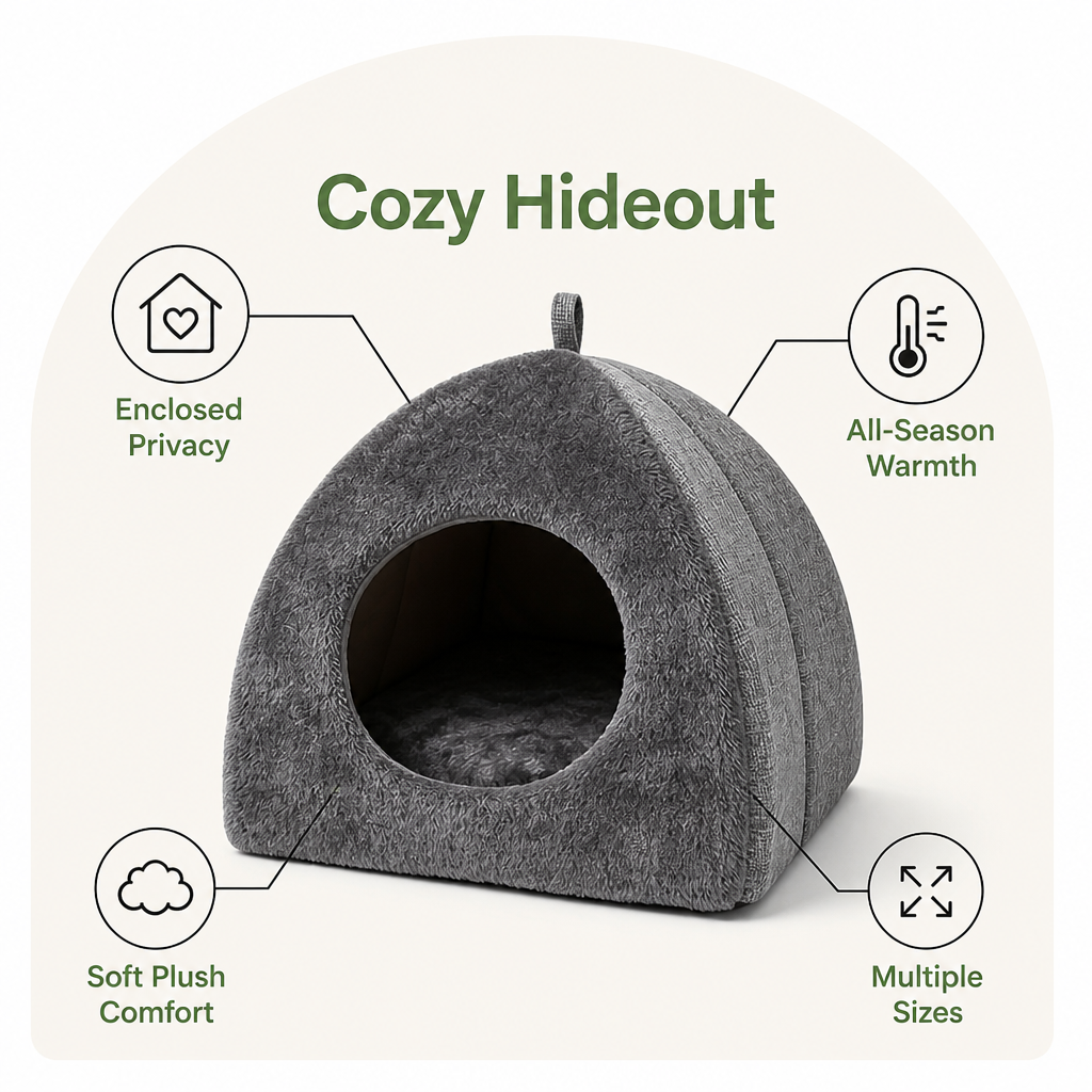 Ortekor Enclosed Triangular Plush Cat Bed