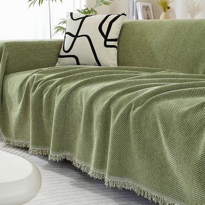 Herringbone Throw Blanket with Tassels for Sofa or Chair – Soft Textured Cover for Living Room, Bedroom & Couch Protection – Woven Home