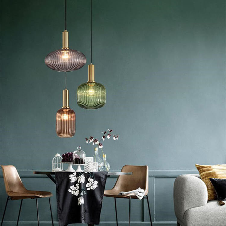 Glass Shade Hanging Light Fixture Adjustable 59-Inch Cord Kitchen Island Dining Room Ceiling Lamp E26 Socket Modern Drop Lighting for Counte