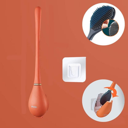 Efficient Wall-Mounted Toilet Brush with Flexible Head & Quick-Dry Holder for Hygienic Cleaning