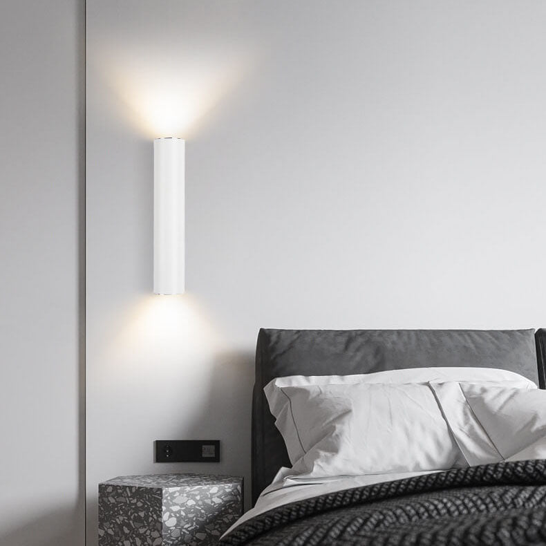 Up-Down LED Wall Light Fixture in Gold, Black or White Aluminum for Hallway, Bedroom & Living Room