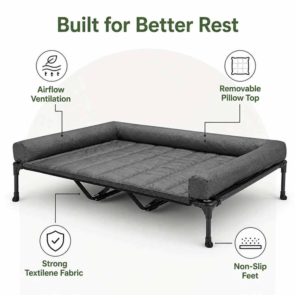 Ortekor Elevated Cooling Mesh Dog Bed (Removable Pillow-Top)