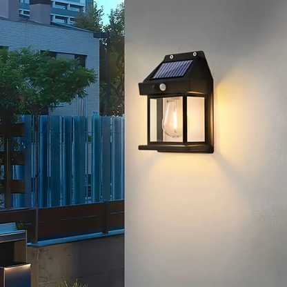 Solar Motion Sensor Wall Light for Outdoor Garden & Patio - Wireless LED Lantern with Auto-On Dusk to Dawn Sensor