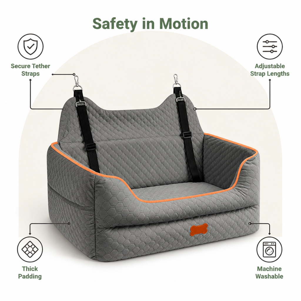 Ortekor Thick Padded Dog Booster Seat (Removable & Washable Cover)