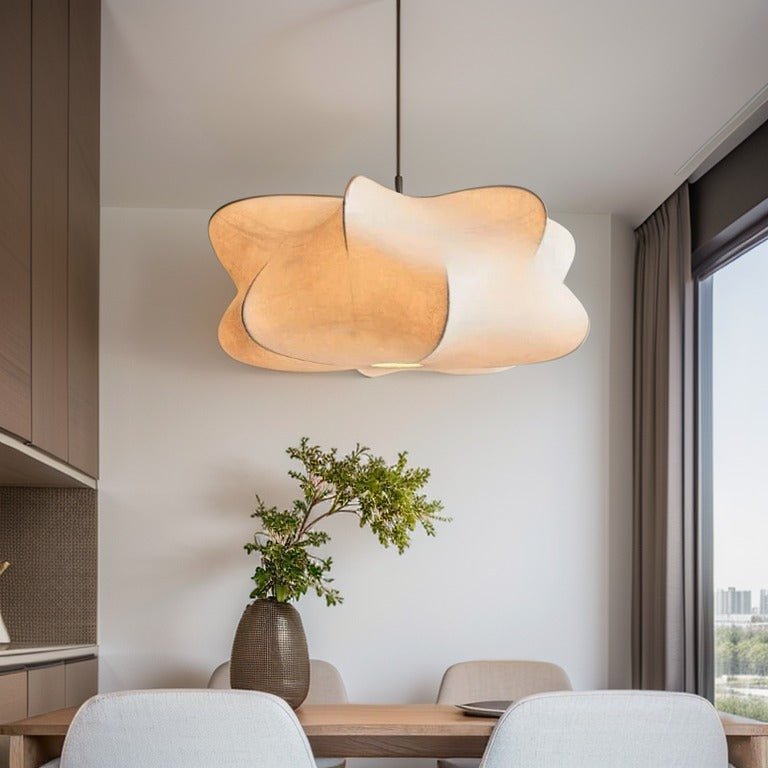 Silk Pendant Light Japanese-Inspired LED Warm White for Living Room Bedroom Hotel