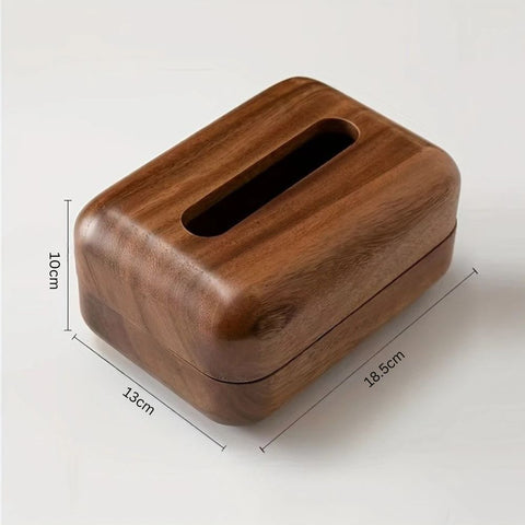 Distributeur de mouchoirs Eldrin - bois de noyer, design compact