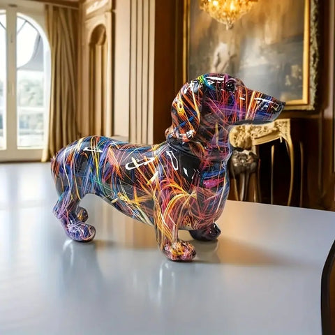 ColorHound – Vibrant Dachshund Sculpture Modern Artistic Decor