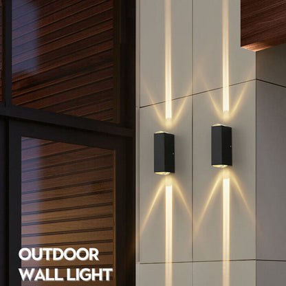Dual-Beam Aluminum LED Wall Light for Indoor & Outdoor Use – Black Fixture with Warm, Cool, or Neutral Light