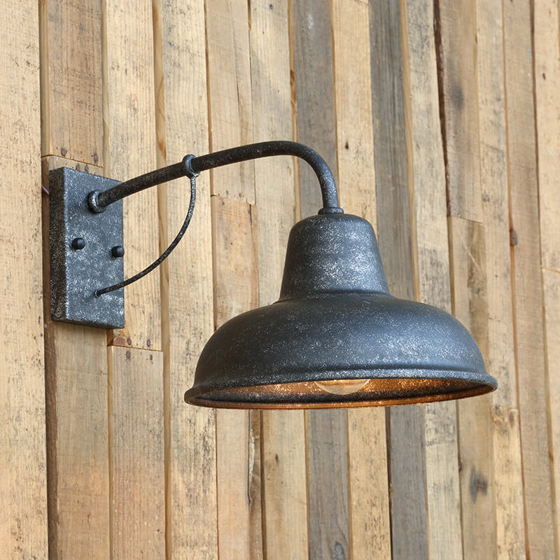 Industrial Iron Outdoor Wall Light – Weather-Resistant Single-Bulb Fixture for Patio, Porch & Garden – E26 Hardwired Sconce