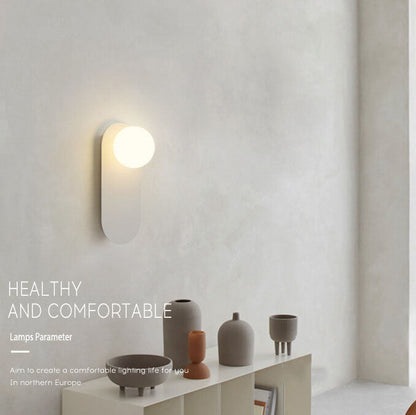 Glass Orb Wall Sconce with Metal Ring Bracket — Modern Single-Light Fixture for Bedroom, Hallway & Living Room — Hardwired G9 Base (Bulb
