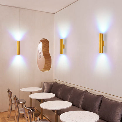 Up-Down LED Wall Light Fixture in Gold, Black or White Aluminum for Hallway, Bedroom & Living Room