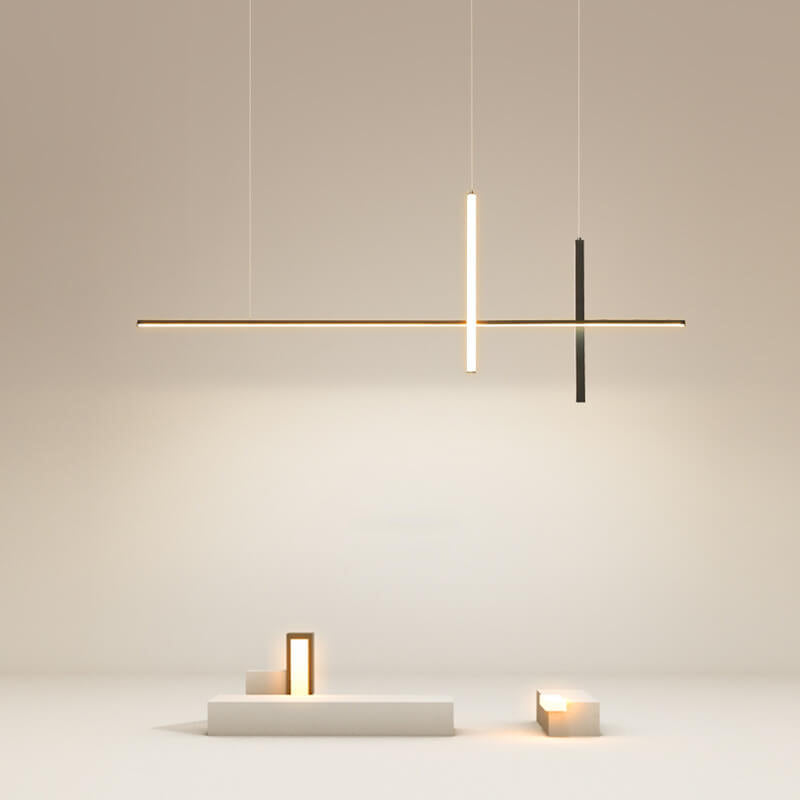 Sleek Rectangular LED Pendant Light with Integrated Lighting for Dining Room & Kitchen