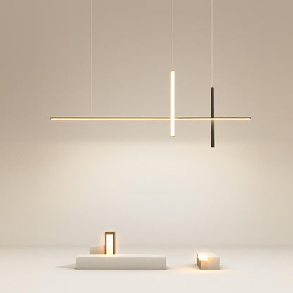 Sleek Rectangular LED Pendant Light with Integrated Lighting for Dining Room & Kitchen