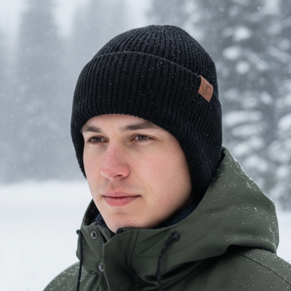 Fleece-Lined Knit Hat with Ear Flaps for Winter Outdoor Activities – Thermal Beanie for Skiing, Hiking, Cycling