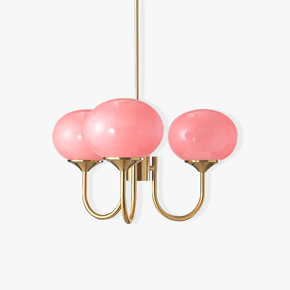 Orb Pendant Light with Adjustable Height Metal Frame and Spherical Shades for Kitchen Island Dining Living Room Bedroom E27 Socket Pink Whit