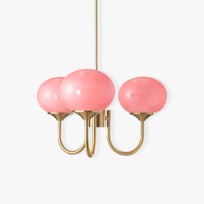 Orb Pendant Light with Adjustable Height Metal Frame and Spherical Shades for Kitchen Island Dining Living Room Bedroom E27 Socket Pink Whit