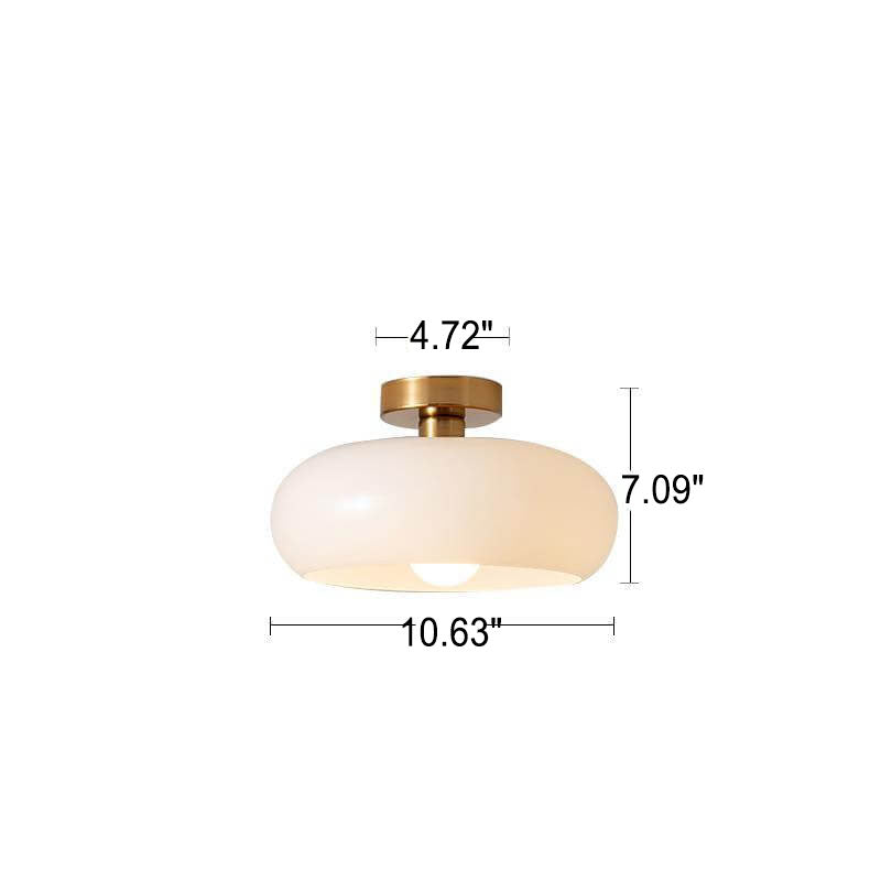 Glass Ceiling Light Fixture with Copper Accent 10.6 Inch Flush Mount for Bedroom Hallway Living Room Modern Home Lighting E26 Socket