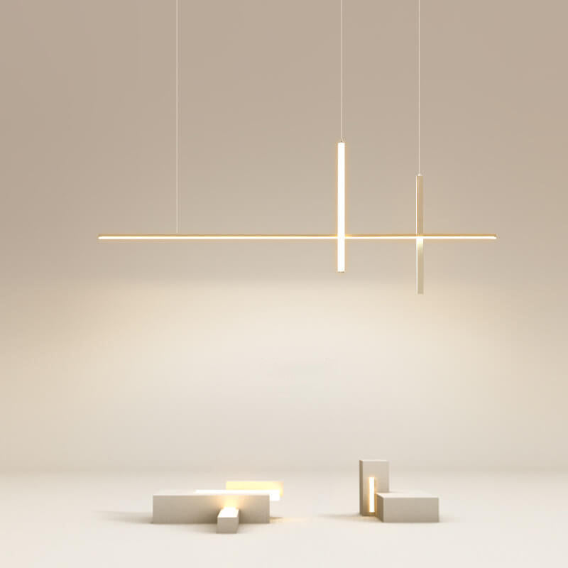 Sleek Rectangular LED Pendant Light with Integrated Lighting for Dining Room & Kitchen