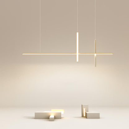 Sleek Rectangular LED Pendant Light with Integrated Lighting for Dining Room & Kitchen