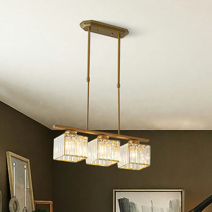 Hanging Fixture with Clear Glass Globes – 3 or 4 Bulb Multi-Head Suspension – Height Adjustable 14-28 in – Black or Gold Metal Frame for Kit