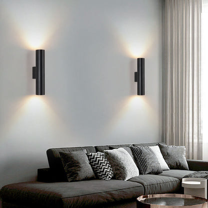Up-Down LED Wall Light Fixture in Gold, Black or White Aluminum for Hallway, Bedroom & Living Room