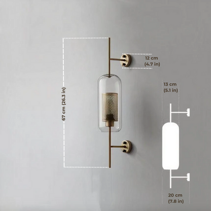 Glass Wall Sconce Light Fixture Gold Chrome Finish for Bathroom Bedroom Living Room Entryway Hallway Modern Minimalist Lighting