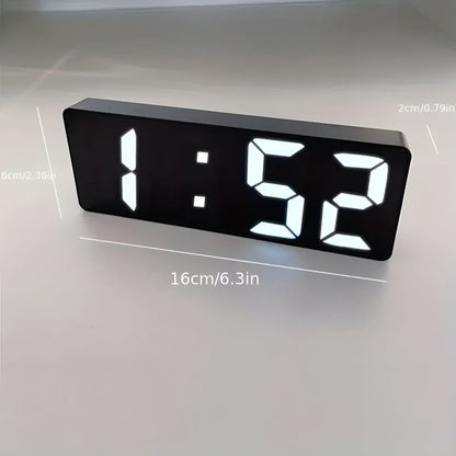 Réveil LED avec affichage miroir, température, date, format 12/24h, fonction répétition, alimenté par pile ou USB, pour table de chevet, chambre, bureau