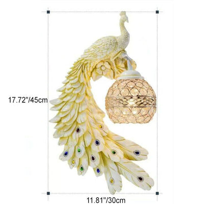 Sculptural Sconce with Crystal Globe Shade 12 in x 18 in Hand-Painted Fixture for Bedroom Hallway Living Room Hardwired Installation Multico