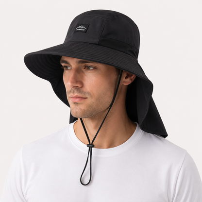 Chapeau de randonnée à large bord avec protège-nuque et protection solaire UPF 50+ pour le trail, la randonnée et les aventures estivales en plein air