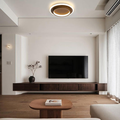 9.4 in Round LED Flush Mount Light with Ring Glow Effect for Hallways Bedrooms Entryways Modern Low-Profile Fixture Aluminum Acrylic