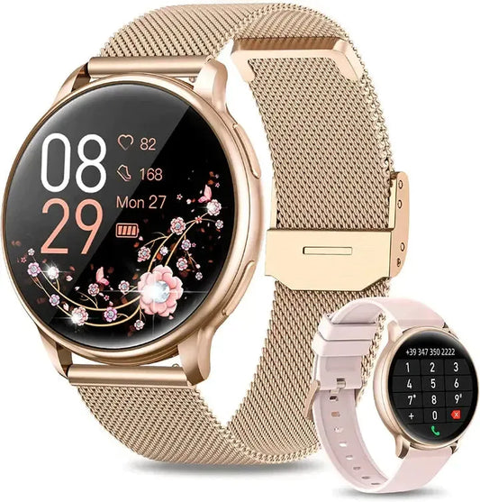 Montre intelligente pour femmes avec moniteur de fréquence cardiaque, suivi du sommeil et notifications d'appels pour le fitness et le suivi des activités quotidiennes
