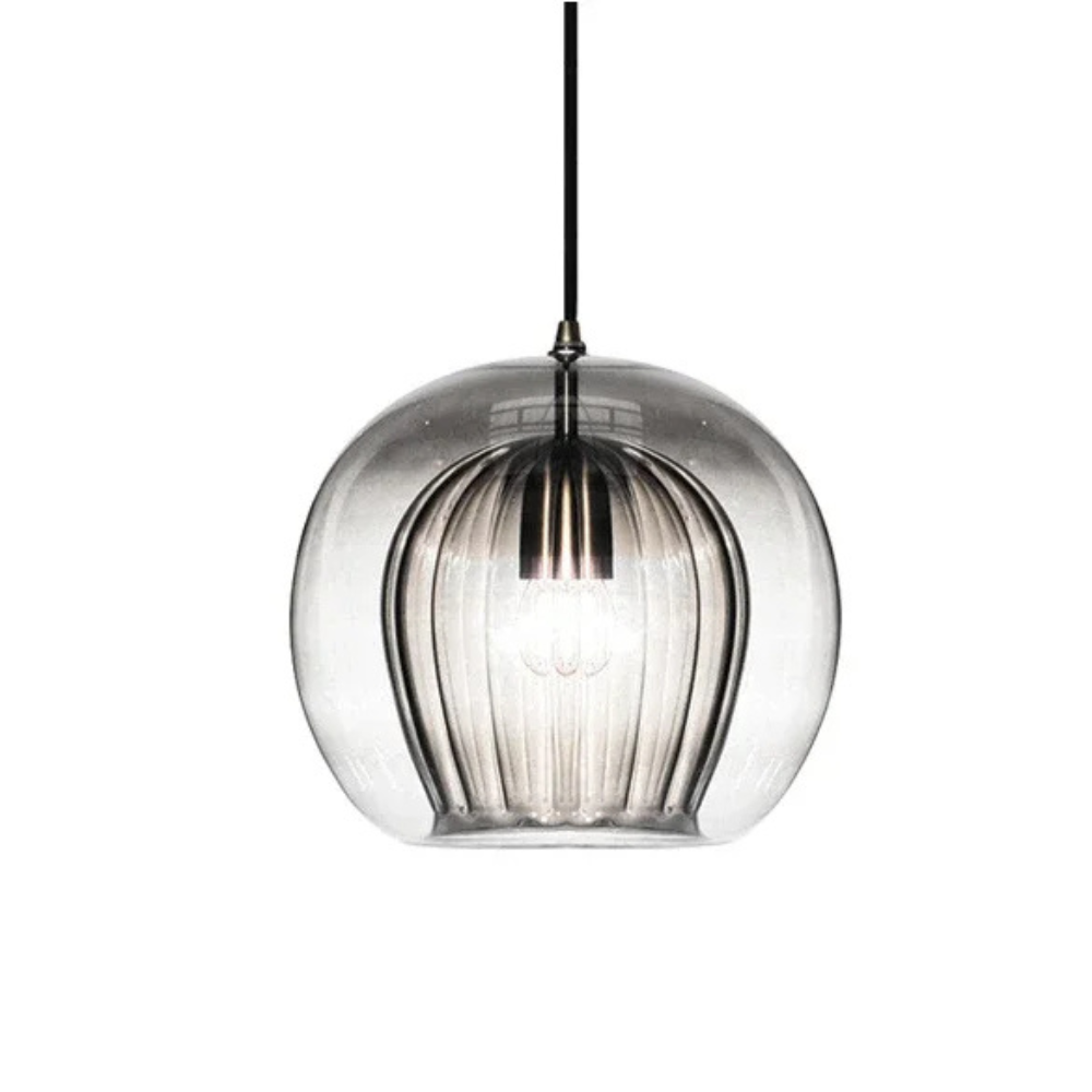 Clear Glass Globe Drop Light E14 Socket for Kitchen Counter and Eat-In Nook Overhead Fixture Contemporary Low-Profile Ceiling Accent