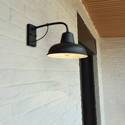 Industrial Iron Outdoor Wall Light – Weather-Resistant Single-Bulb Fixture for Patio, Porch & Garden – E26 Hardwired Sconce