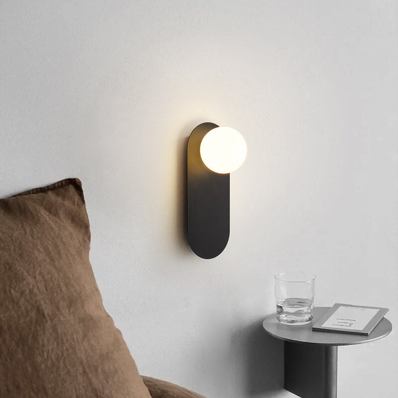 Glass Orb Wall Sconce with Metal Ring Bracket — Modern Single-Light Fixture for Bedroom, Hallway & Living Room — Hardwired G9 Base (Bulb