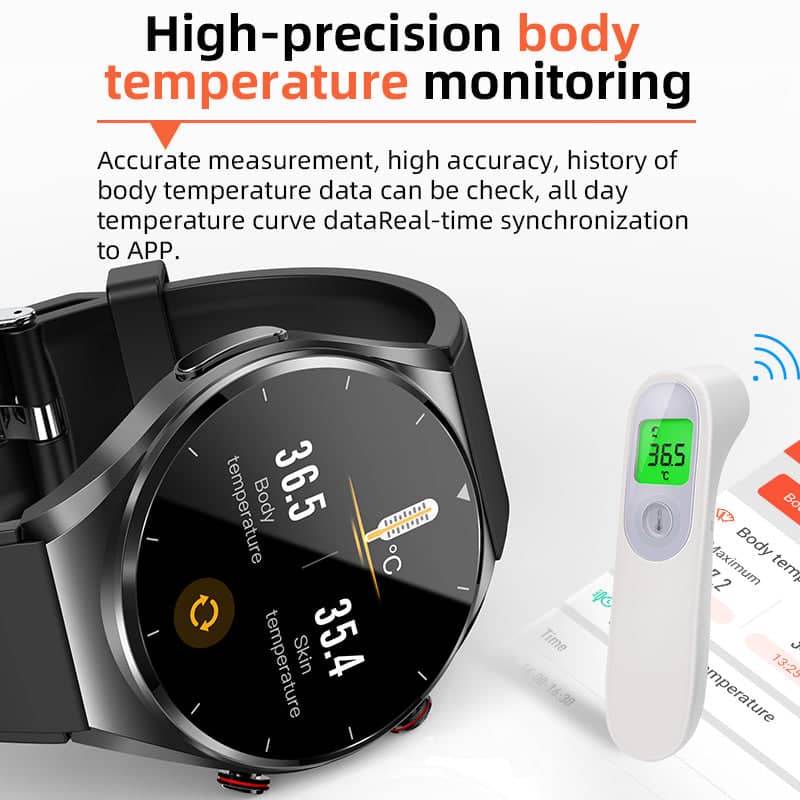 Health Monitoring Smartwatch with ECG, Blood Pressure, Glucose Tracking & Heart Rate Analysis for iOS & Android