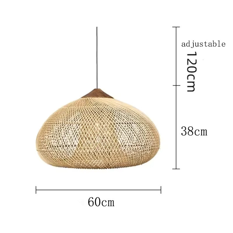 Woven Rattan Ceiling Light Fixture E26 Natural Boho Hanging Lamp for Dining Kitchen Island Bedroom Ambient Lighting Handcrafted Organic Text