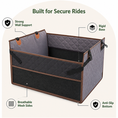 Ortekor Large Hard-Bottom & Non-Slip Dog Car Seat (Back-Seat Extender)