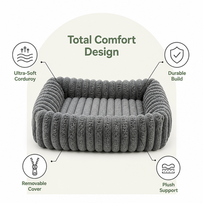Ortekor Neck-Supporting Extra-Soft Corduroy Bolster Bed (Removable Cover)