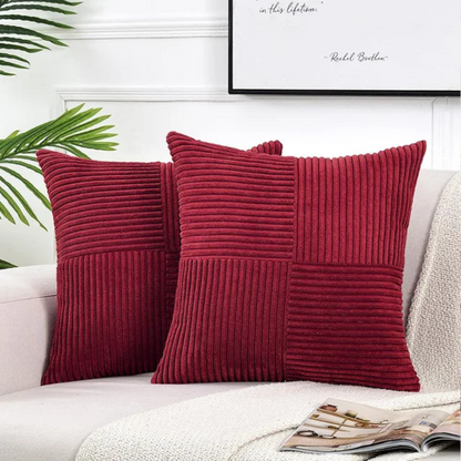Textured Plush Throw Pillow Cover 18x18 Inch Gray Ribbed Velvet Square Cushion Sham for Couch Bed Living Room Soft Decorative Accent Hidden